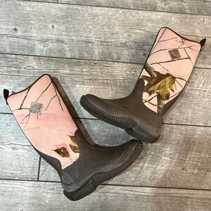 Muck Boot Company Pink Camo Waterproof Neoprene Rubber Work Boots Women 6